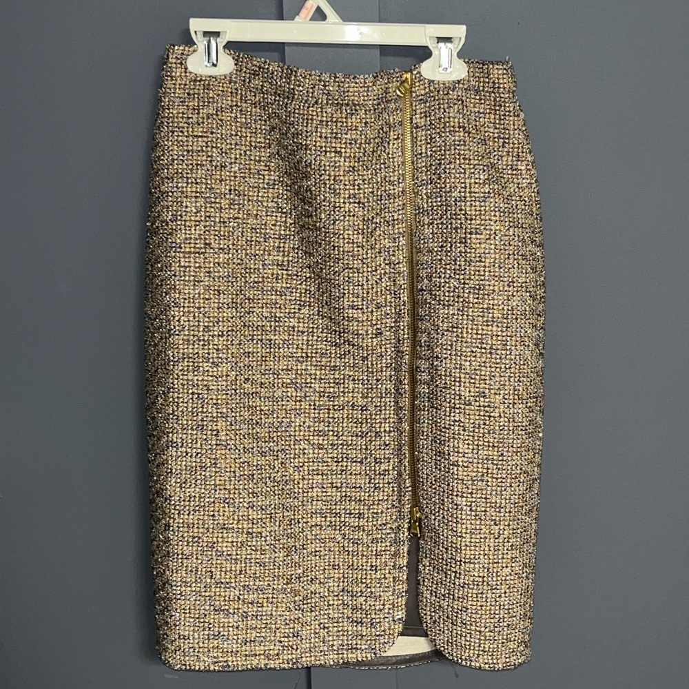 J CREW ZIP FRONT PENCIL SKIRT IN SPARKLE TWEED SIZE 2P